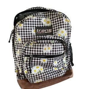 Trans by JanSport Checkered Backpack with Daisy Print Preloved
